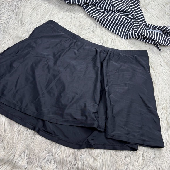 Swimsuits for All Women's 20 Tankini Swimsuit Skirted Bottom Modest Stripe Black - Picture 2 of 8